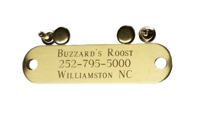 ENGRAVED BRASS ID TAG FOR PET DOG COLLAR NAME PLATE w/ 1 RIVET SET