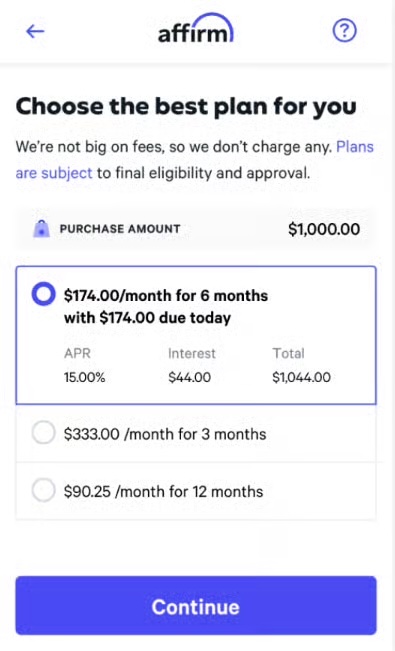 Affirm checkout flow